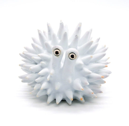 Matte White Mini Urchin with Light Pink Flashing