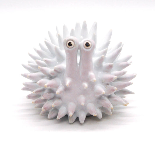 Matte White Mini Urchin with Pink Flashing II