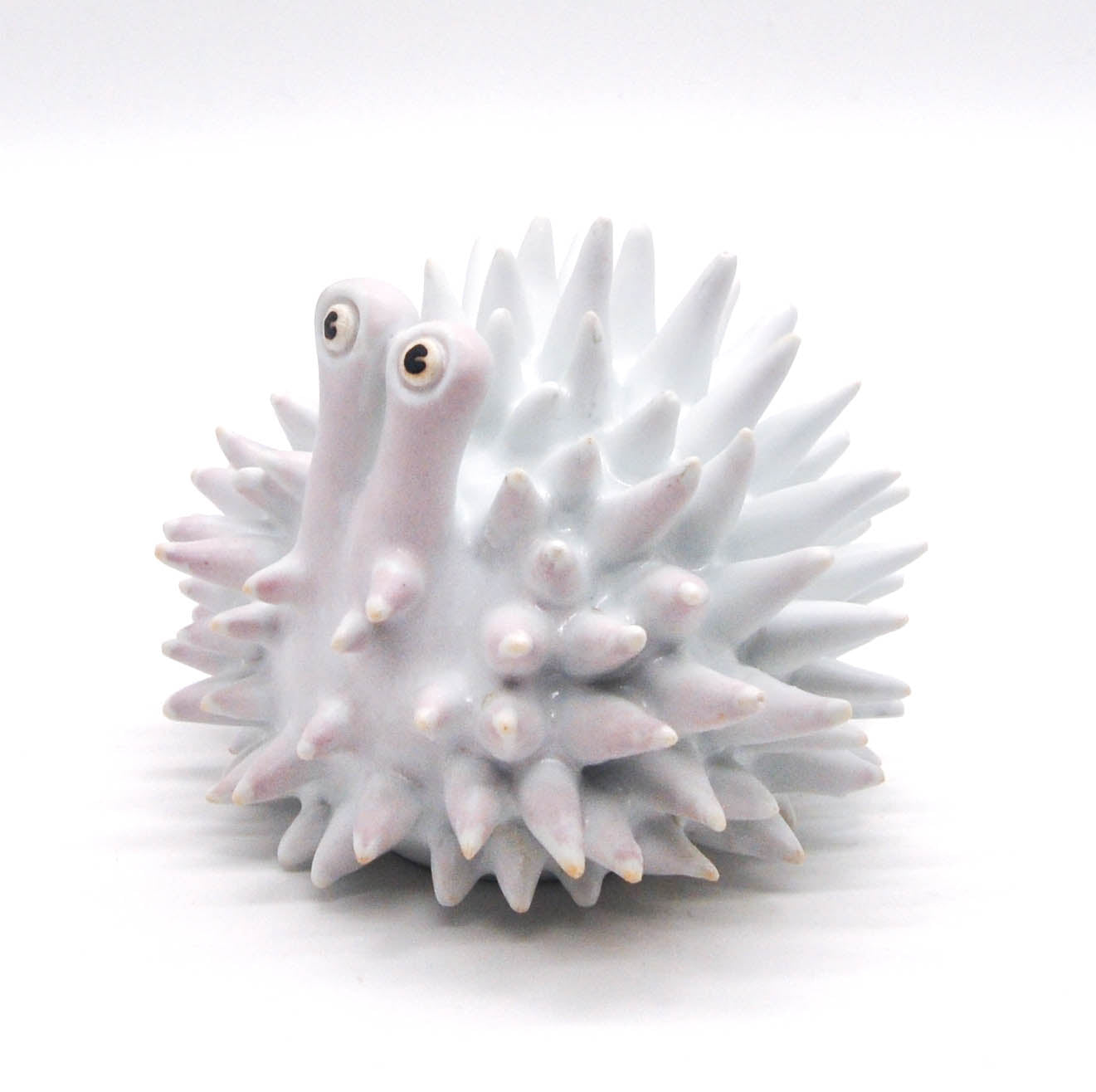 Matte White Mini Urchin with Pink Flashing II