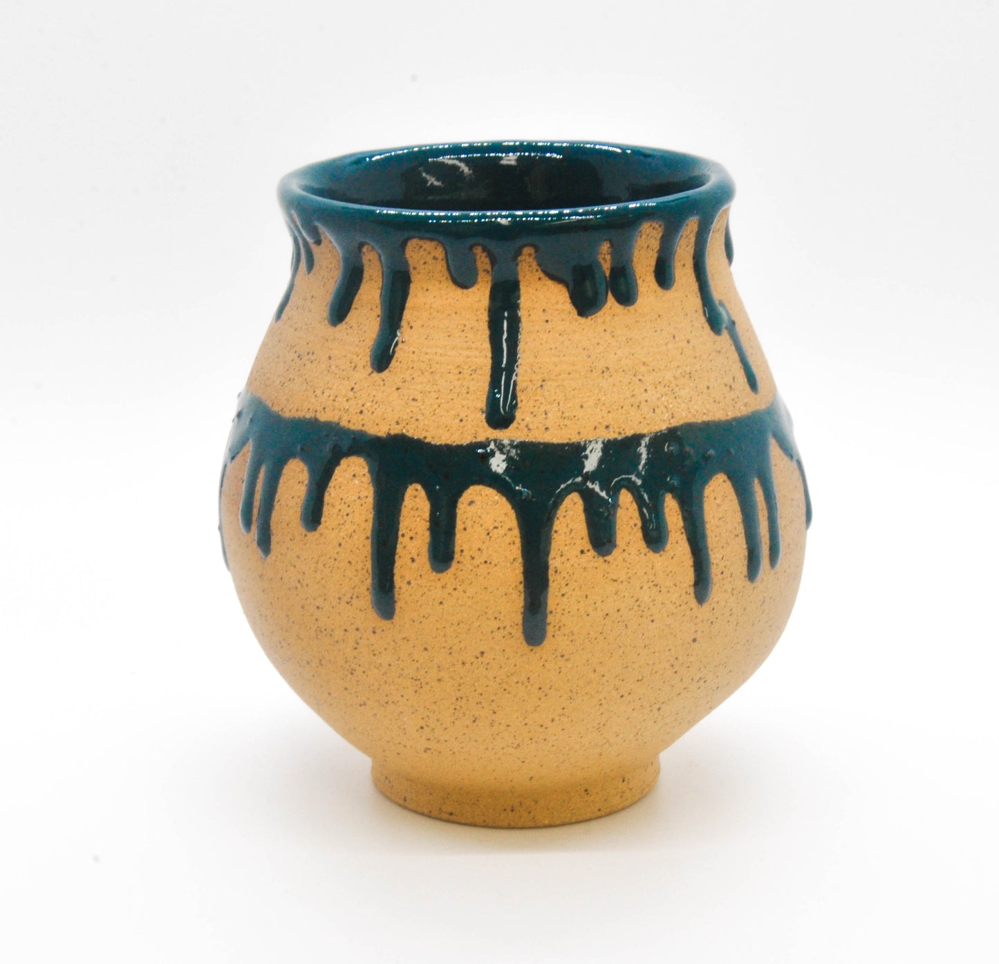 Dark Teal Drippy Vase