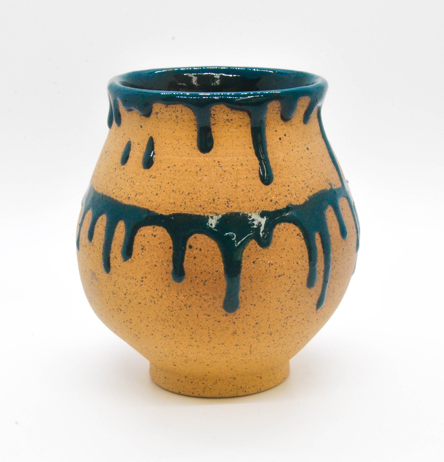 Dark Teal Drippy Vase