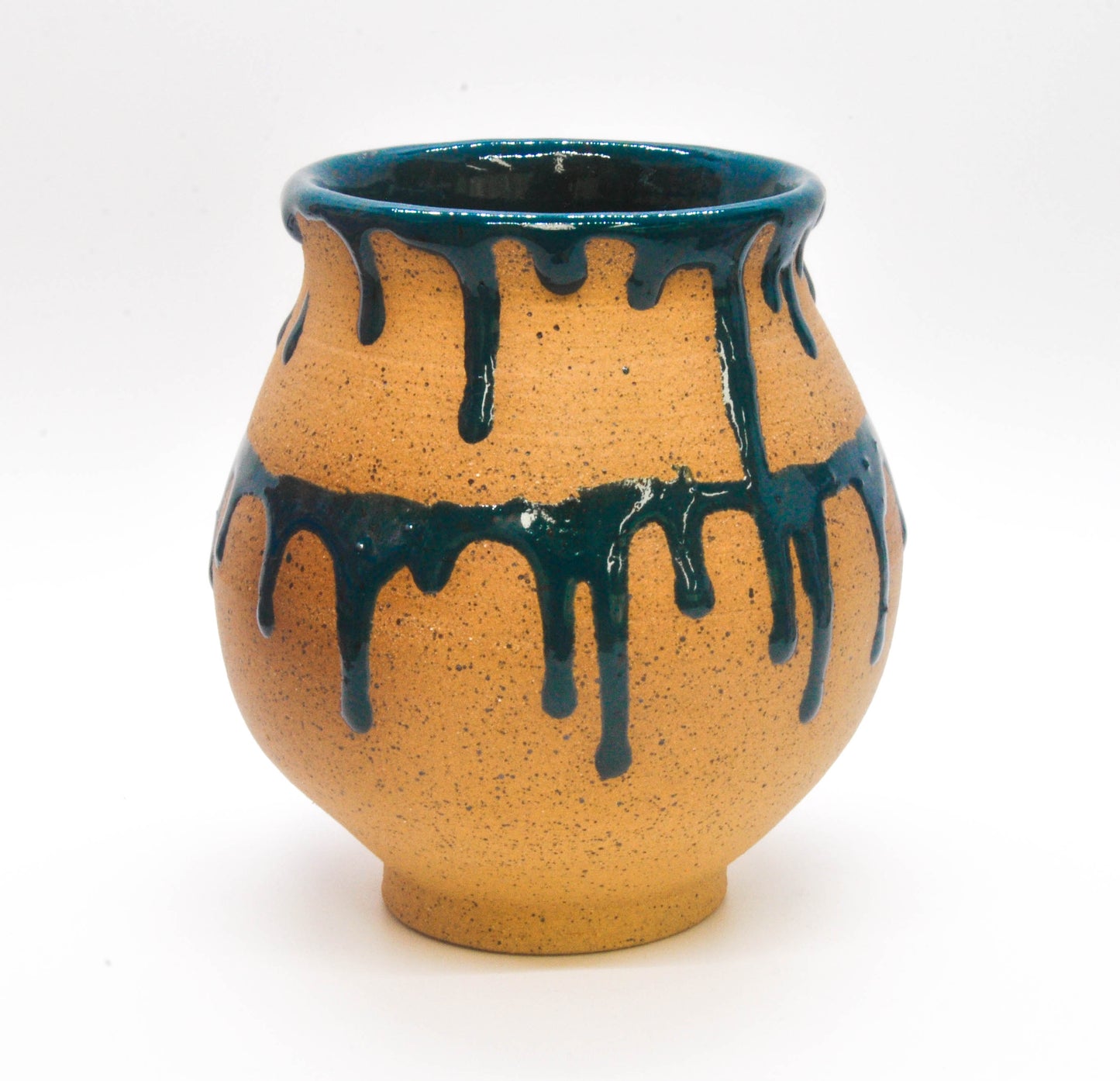 Dark Teal Drippy Vase
