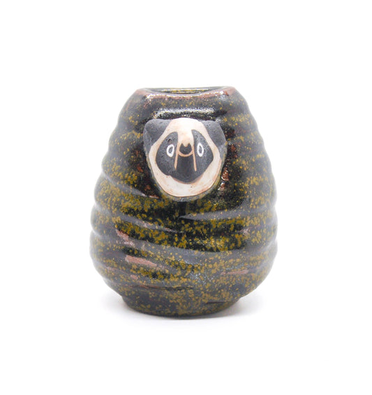 Mossy Green-Black Lemuranda Bud Vase