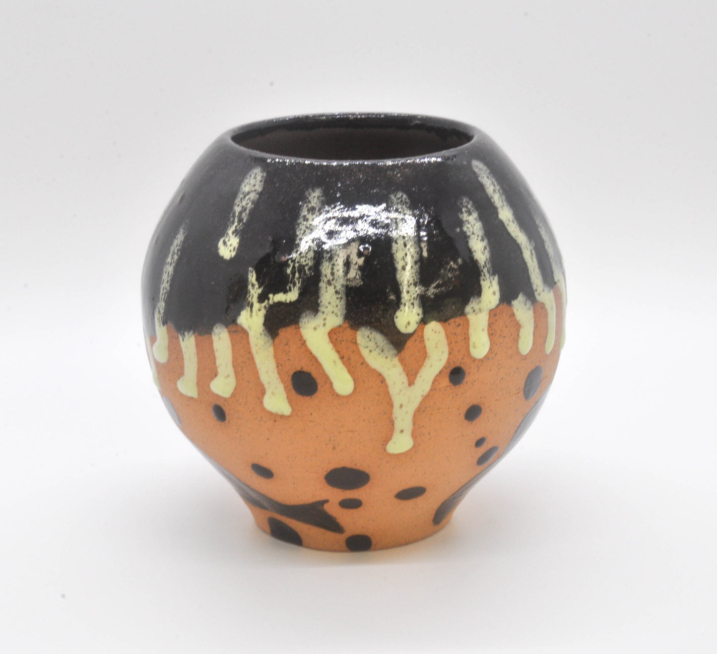 Black and Yellow Drippy Sphere Vase