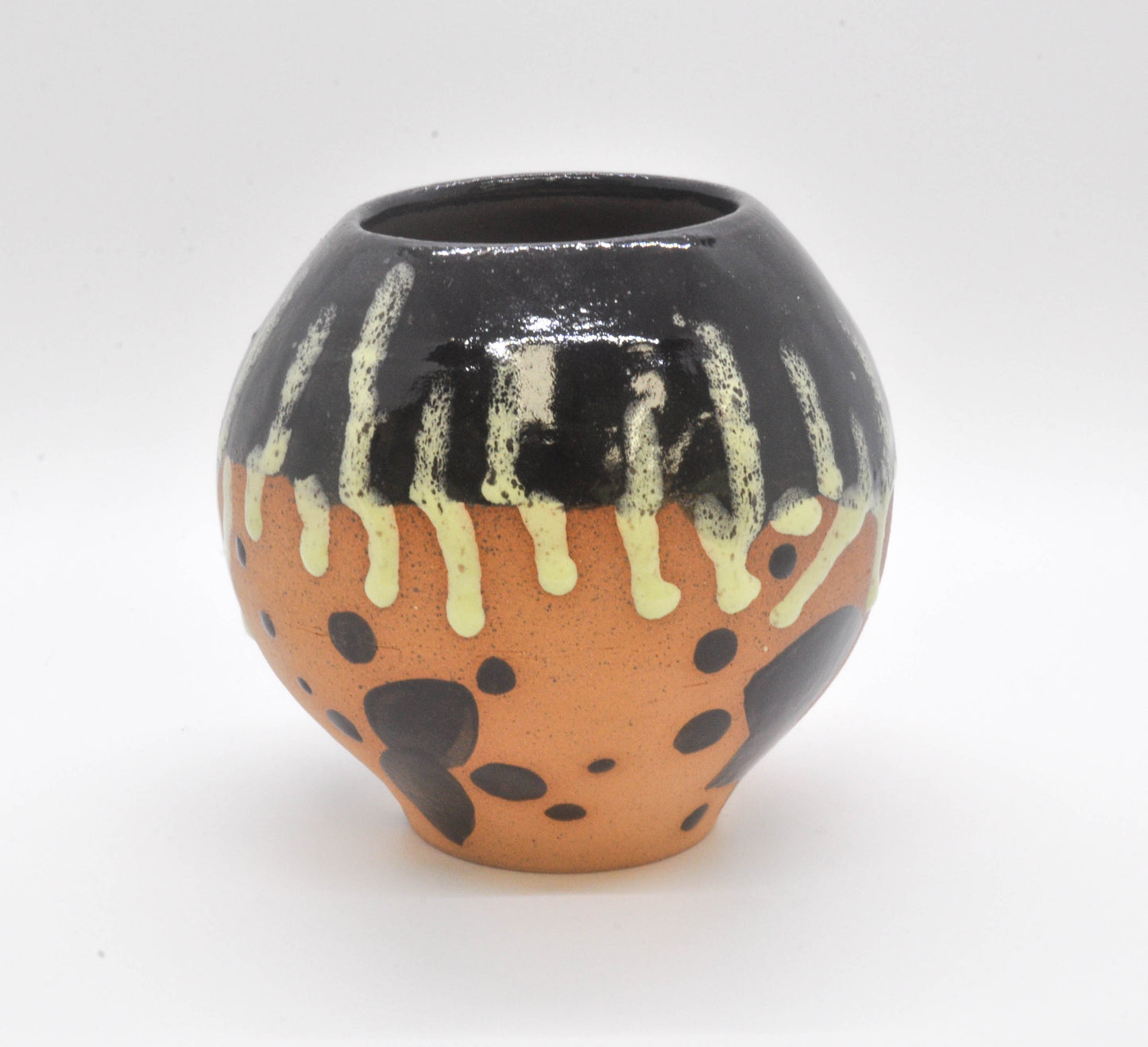 Black and Yellow Drippy Sphere Vase