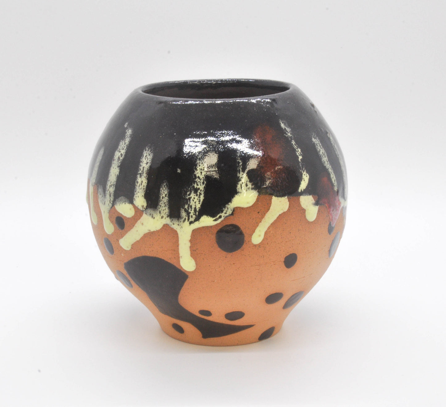 Black and Yellow Drippy Sphere Vase